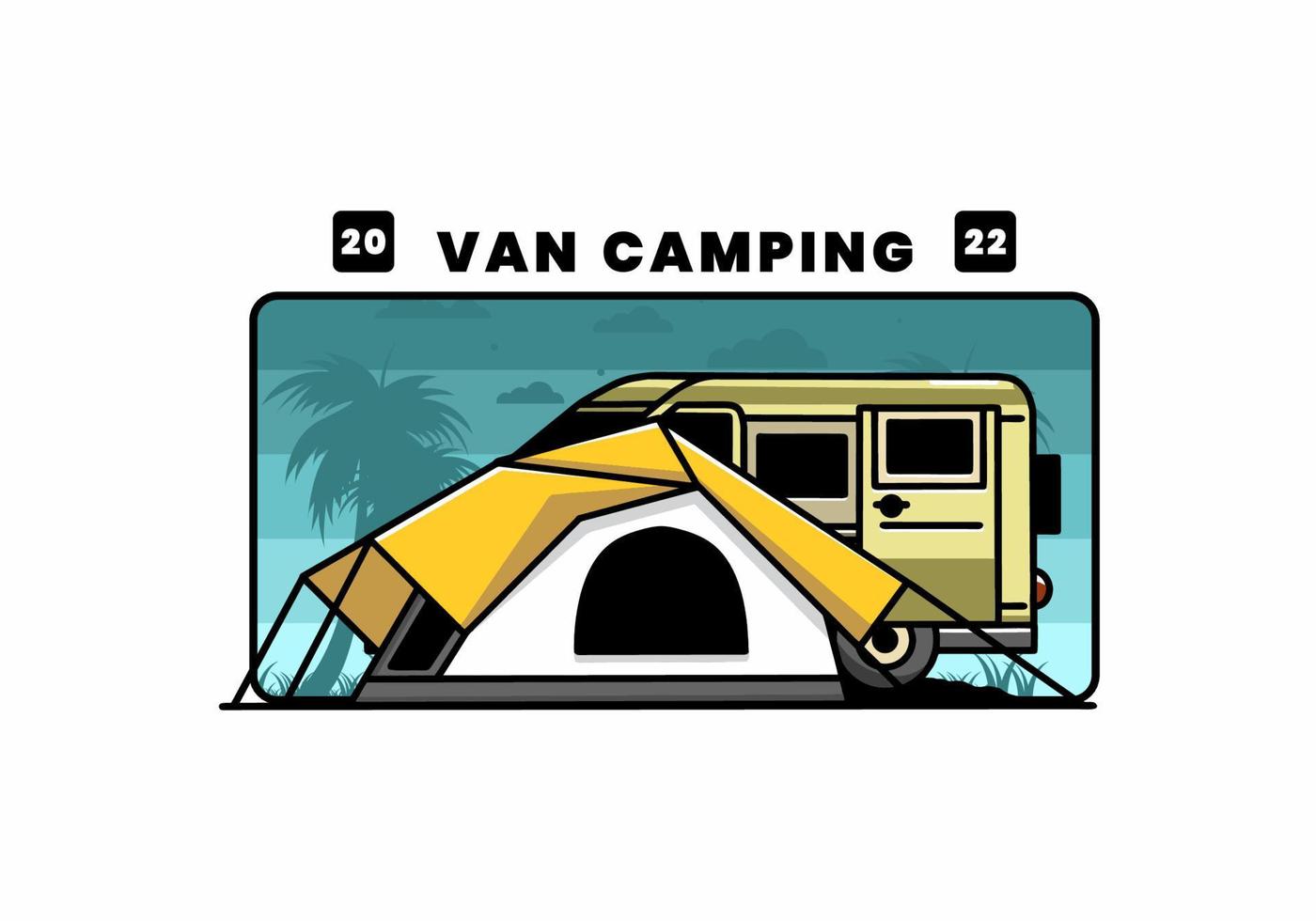 Van car and camping tent illustration design vector