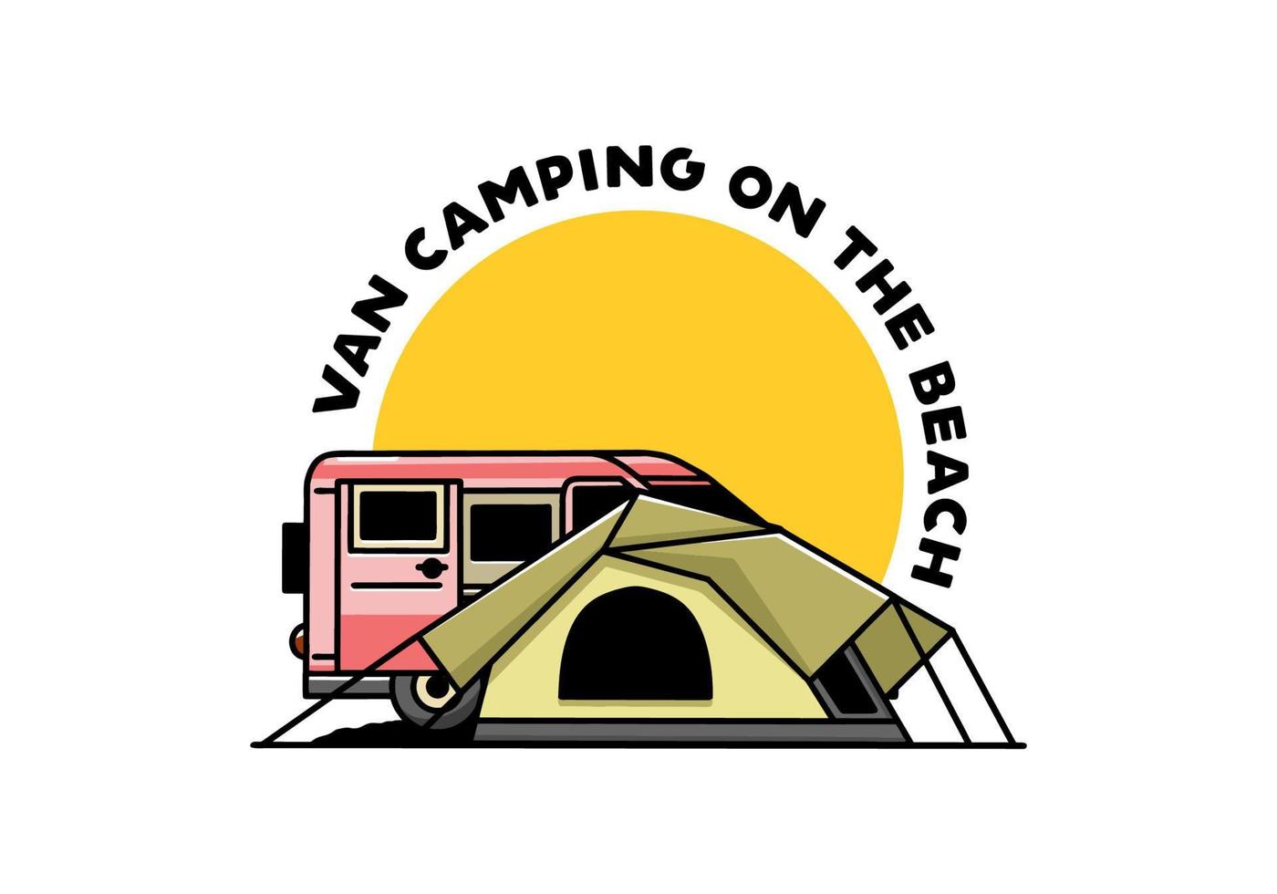 Van car and camping tent illustration design vector