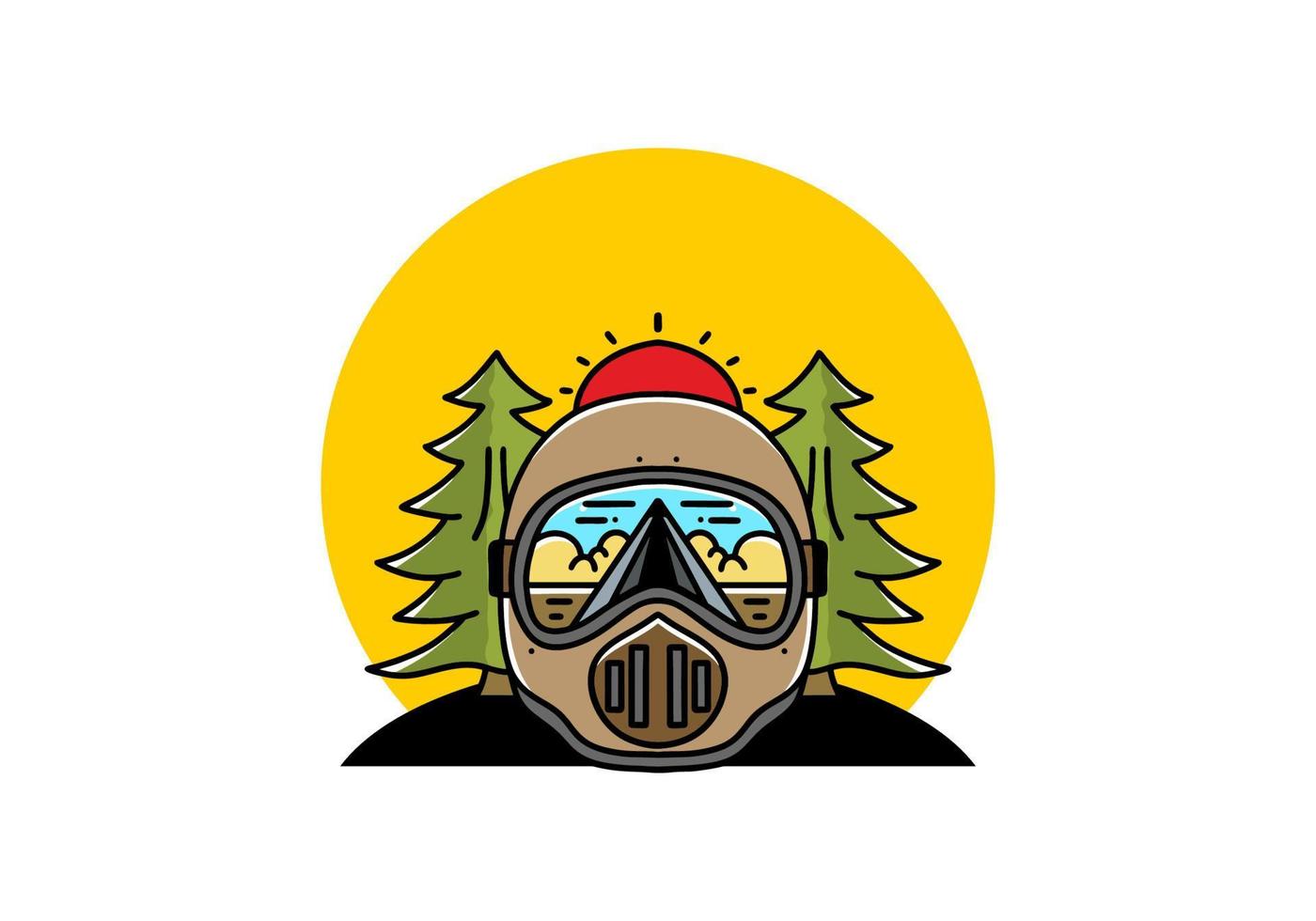 a trail helmet with a pine tree beside vector