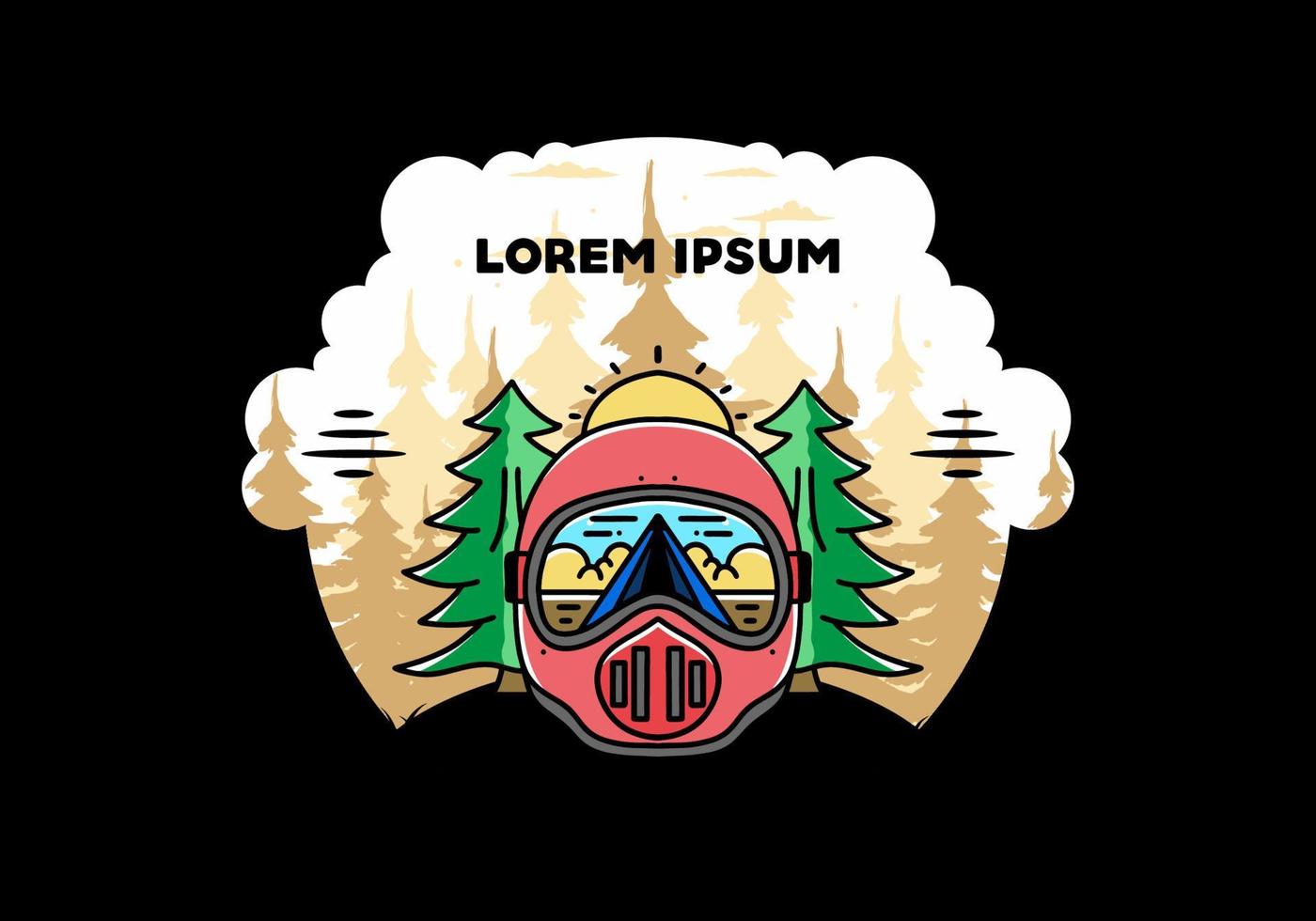 a trail helmet with a pine tree beside vector
