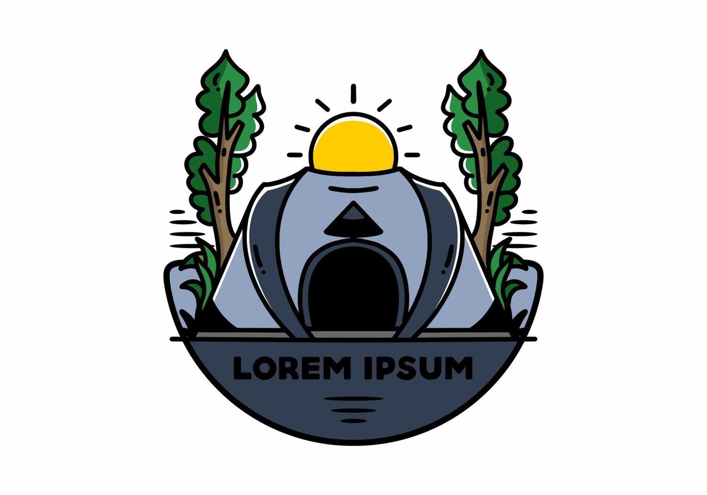 Big pop up tent for camping illustration badge design vector