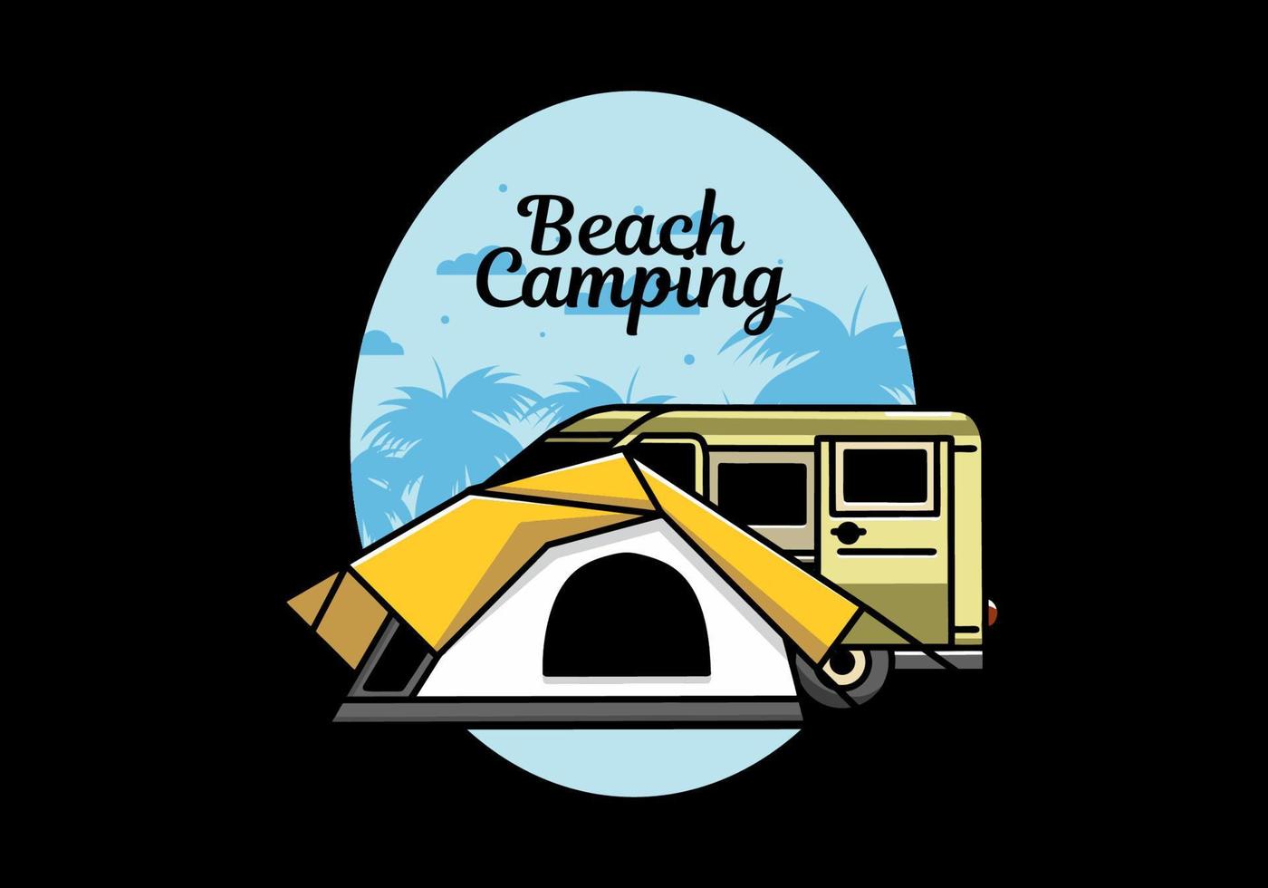 Van car and camping tent illustration design vector