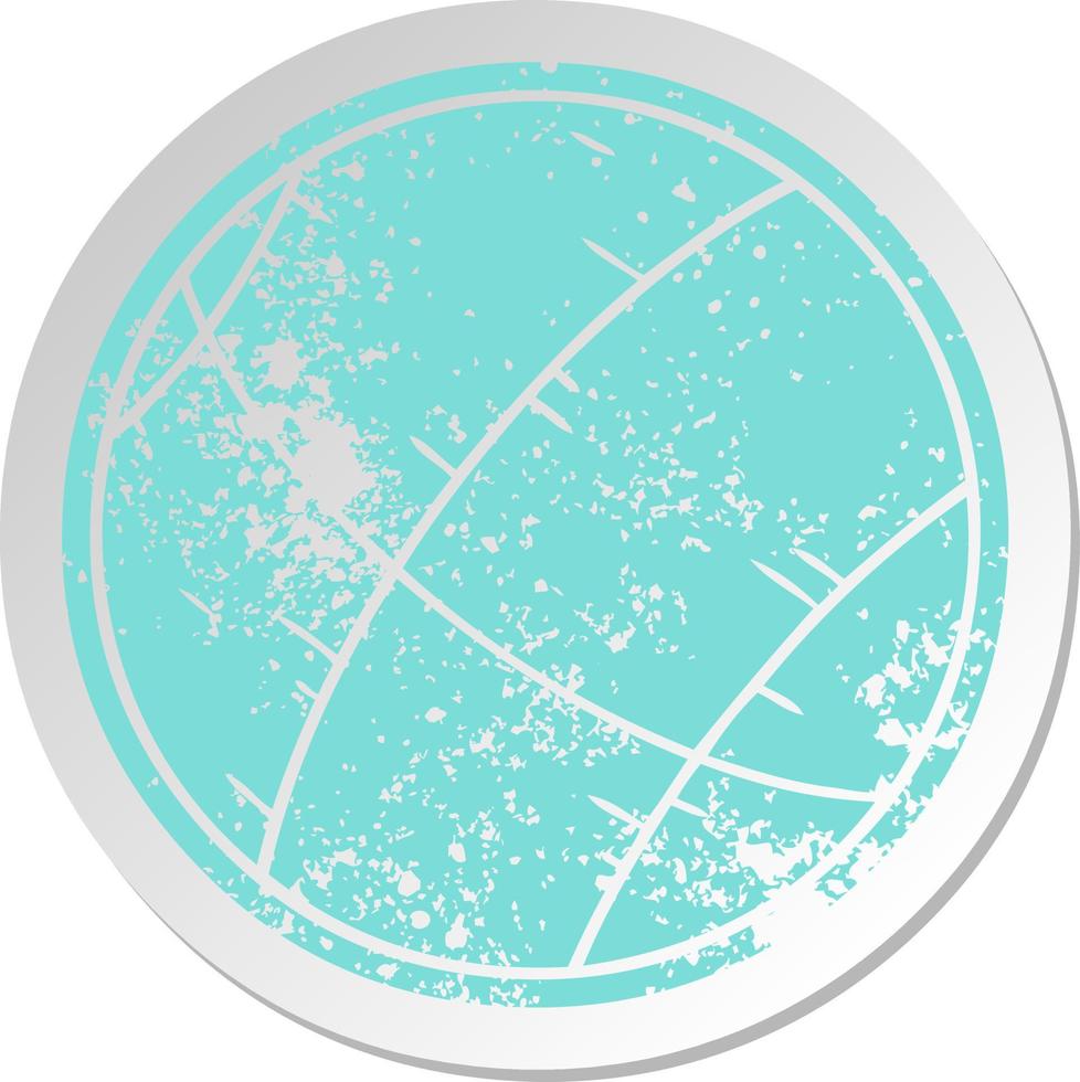 distressed old sticker of a basket ball vector