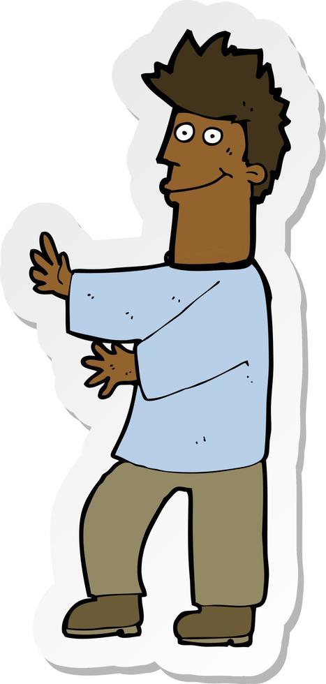 sticker of a cartoon happy man vector