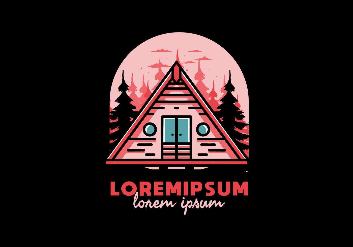 Triangle wood cabin illustration design vector