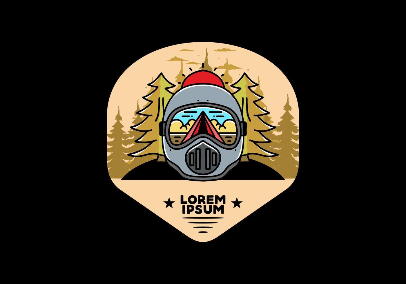 a trail helmet with a pine tree beside vector