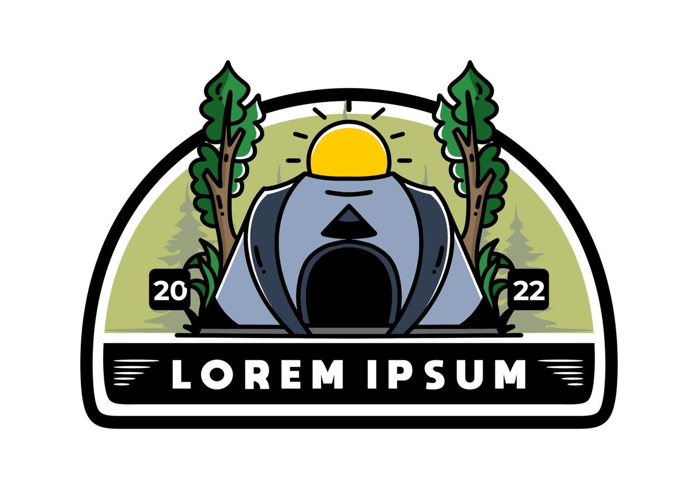 Big pop up tent for camping illustration badge design vector
