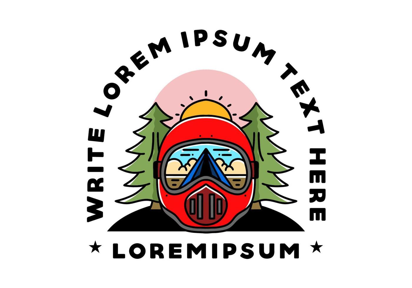 a trail helmet with a pine tree beside vector