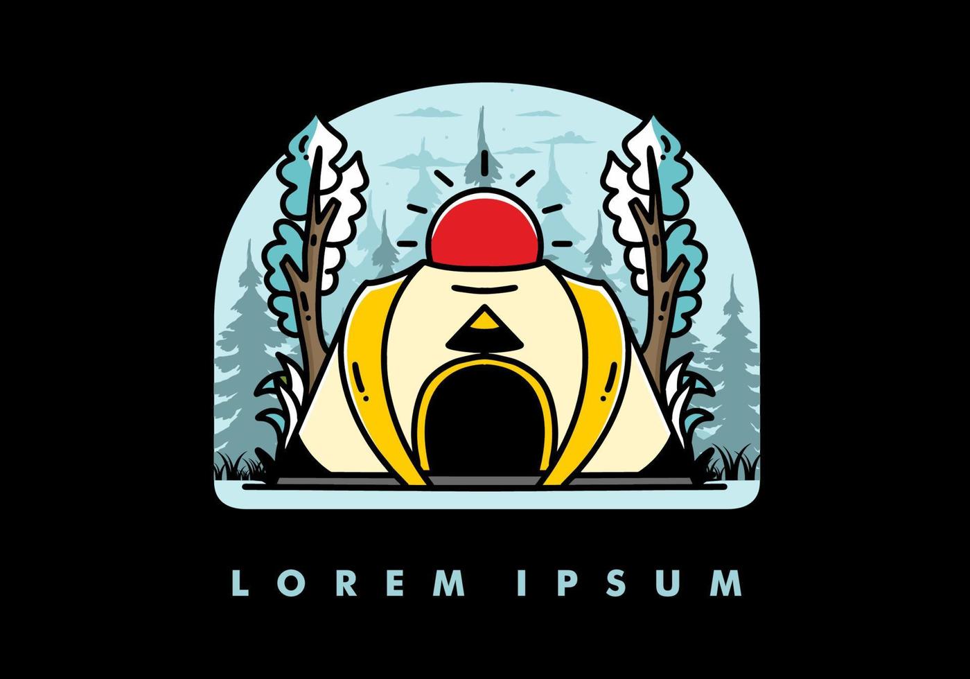 Big pop up tent for camping illustration badge design vector