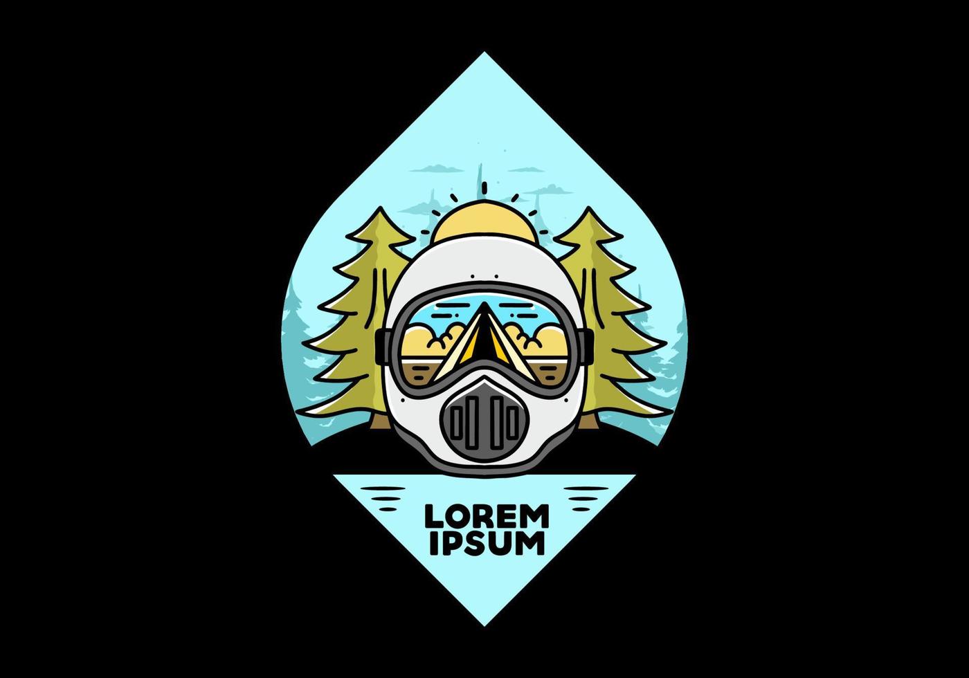 a trail helmet with a pine tree beside vector