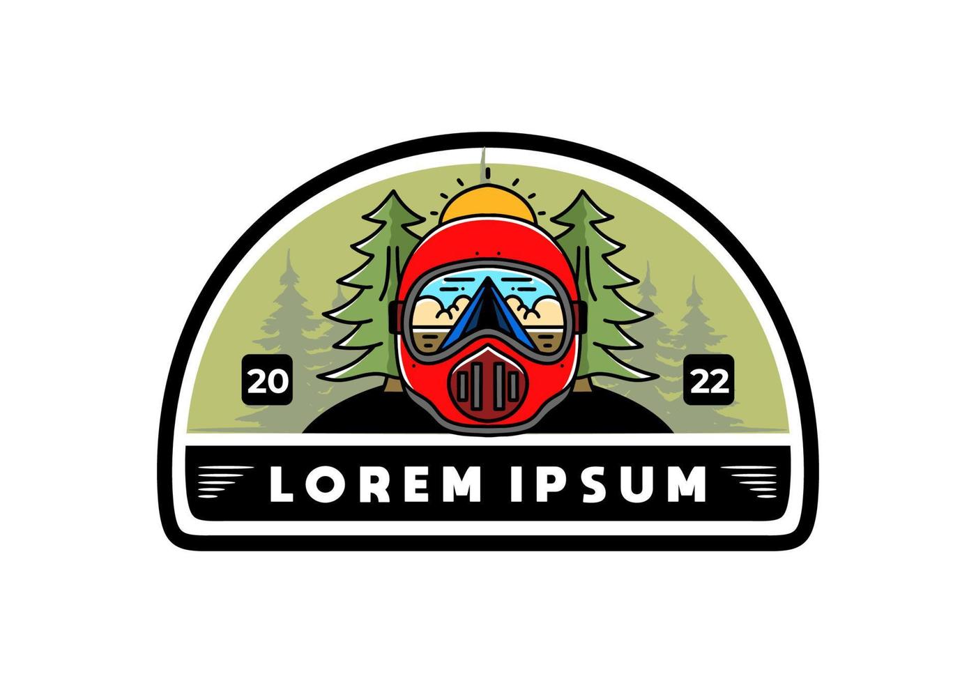 a trail helmet with a pine tree beside vector