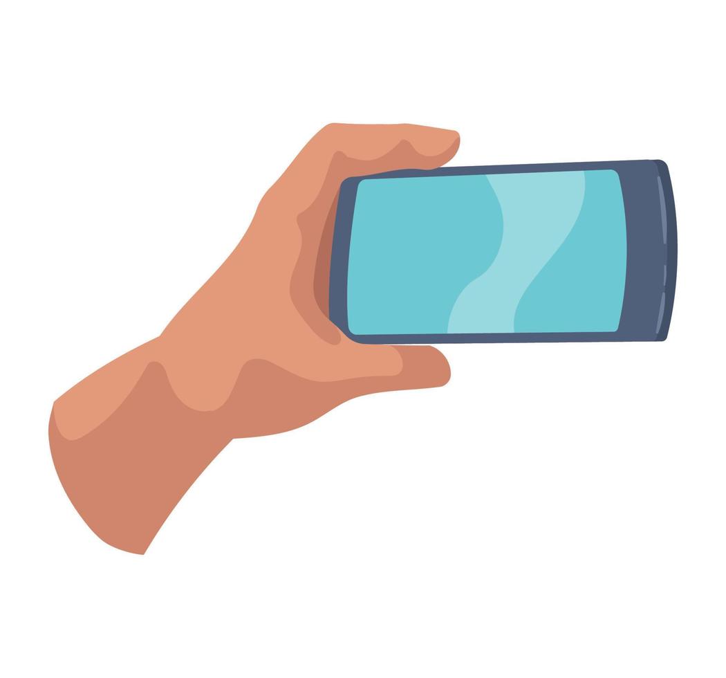 hand holding smartphone vector