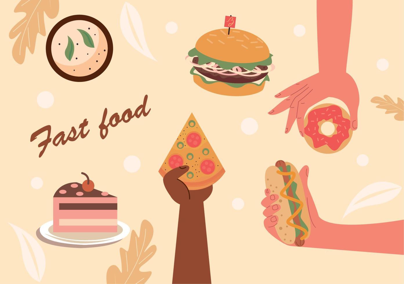 hand with fast food vector