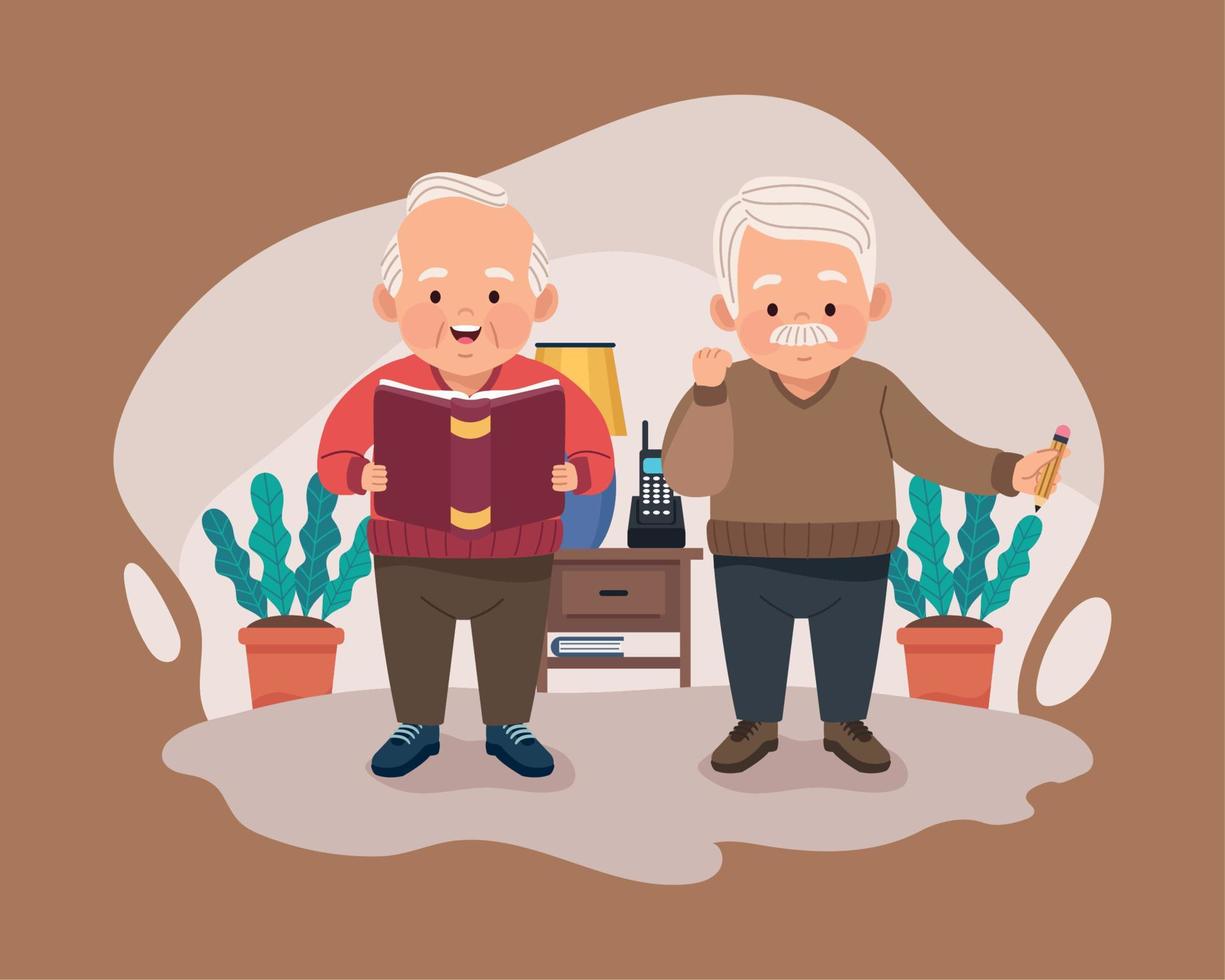 grandfathers couple continuing education vector