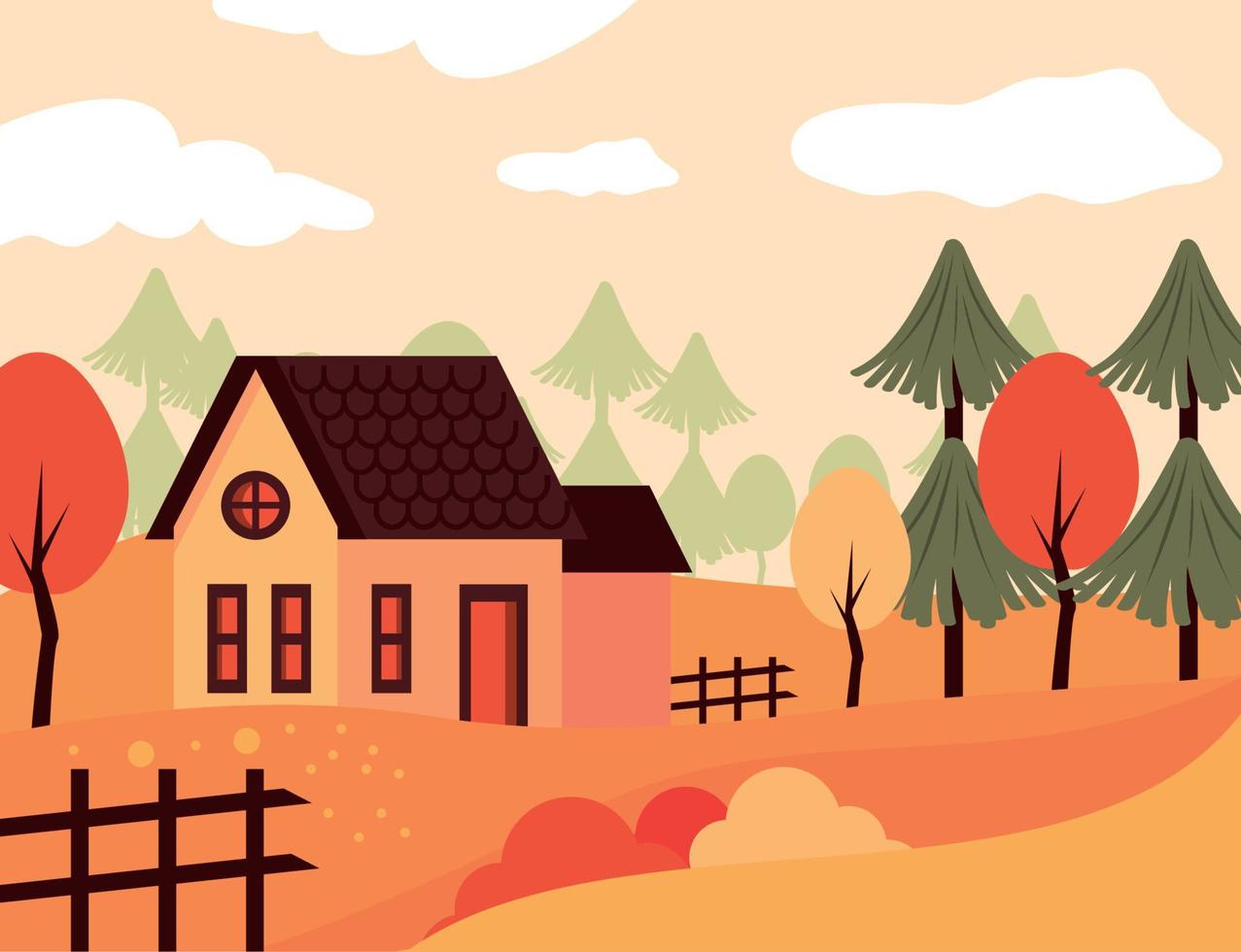 paisaje de la temporada de otoño vector