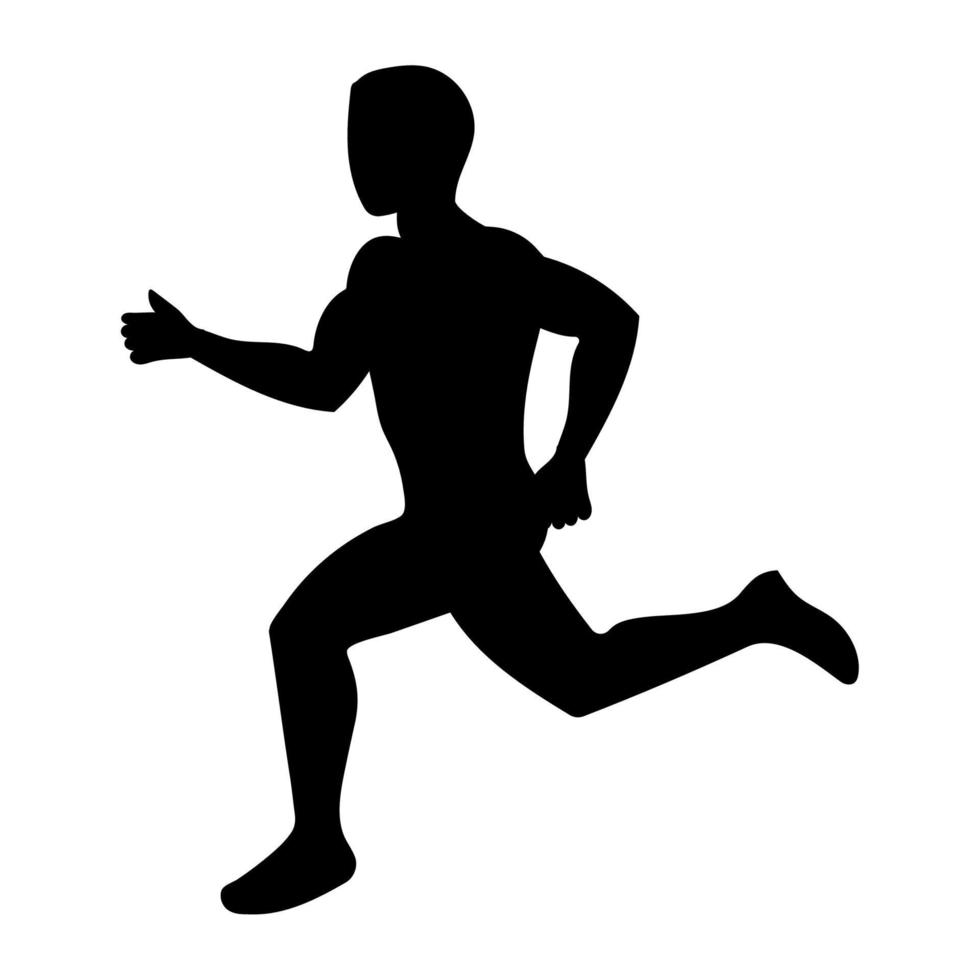 man running black silhouette style vector