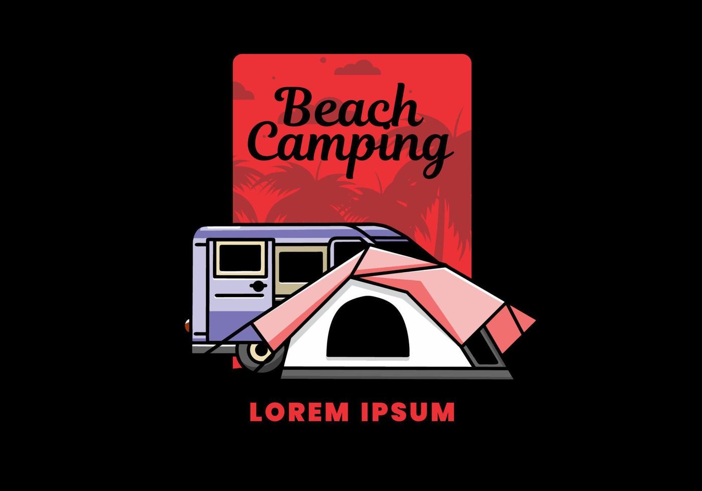 Van car and camping tent illustration design vector