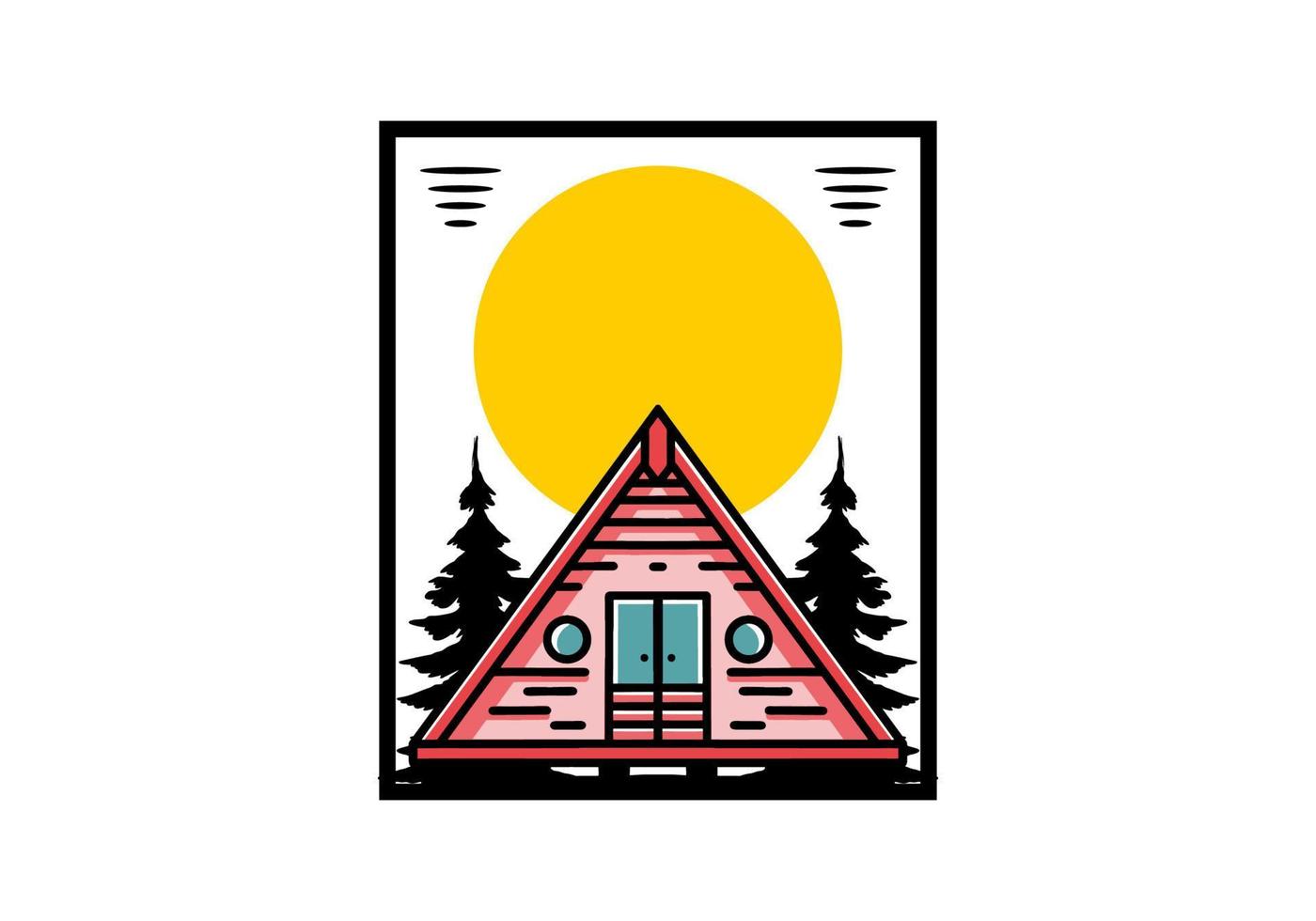 Triangle wood cabin illustration design vector