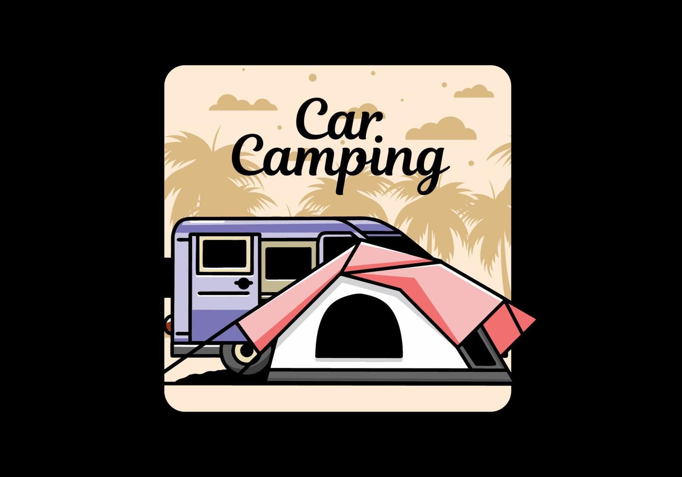 Van car and camping tent illustration design vector