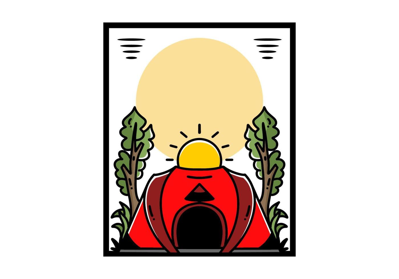 Big pop up tent for camping illustration badge design vector
