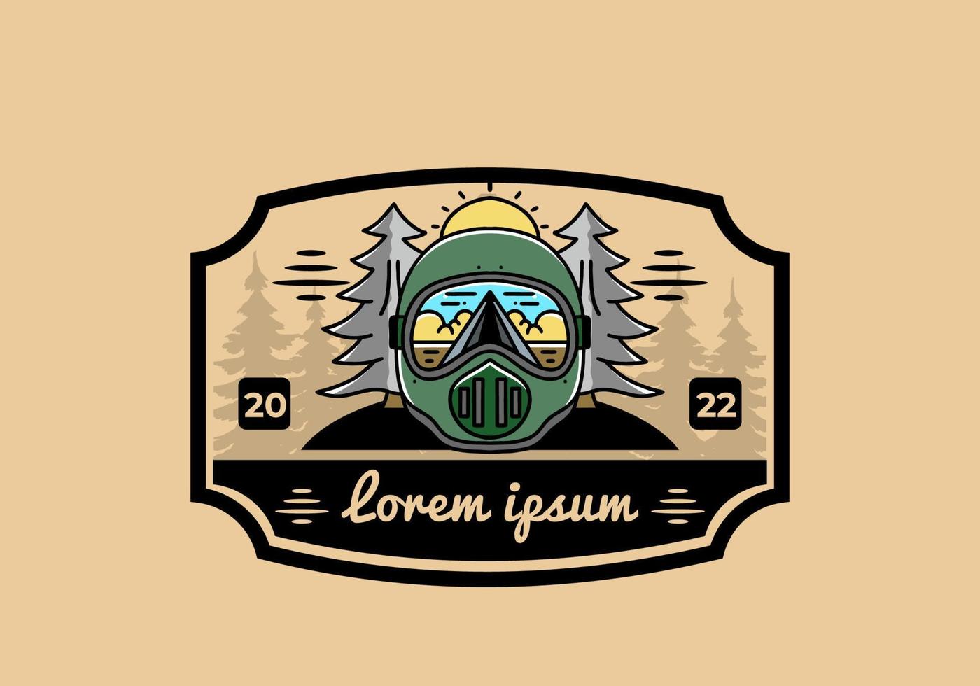 a trail helmet with a pine tree beside vector