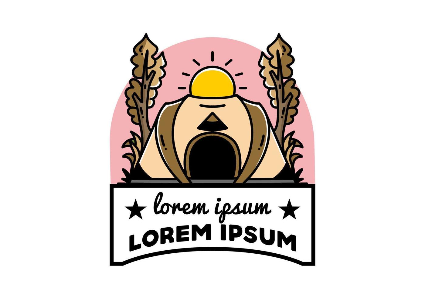 Big pop up tent for camping illustration badge design vector