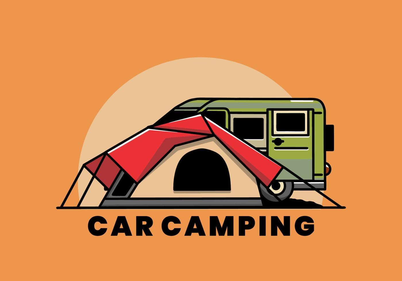 Van car and camping tent illustration design vector