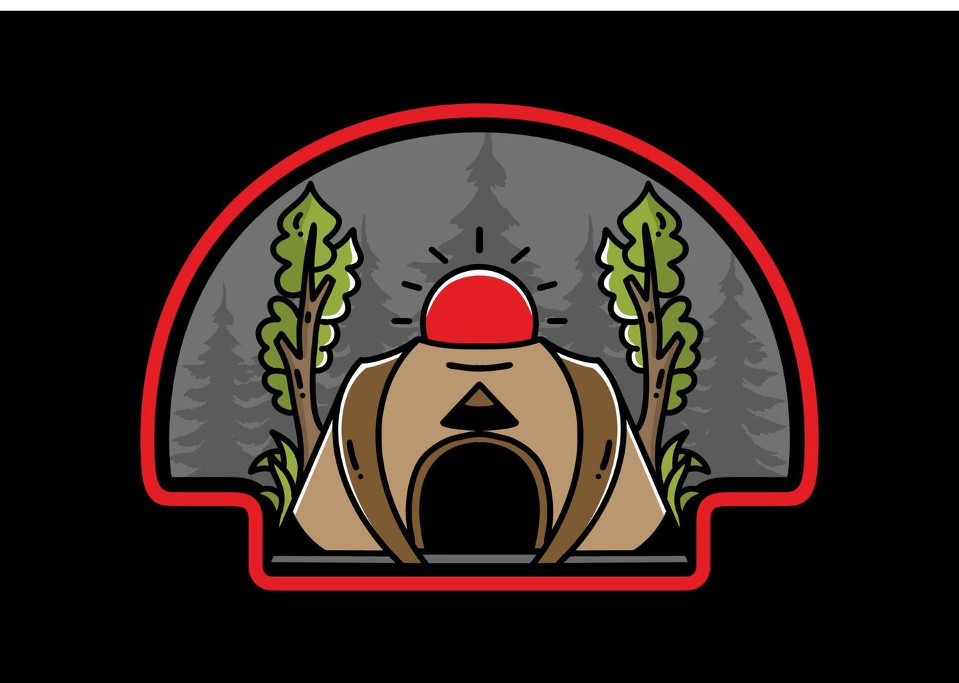 Big pop up tent for camping illustration badge design vector