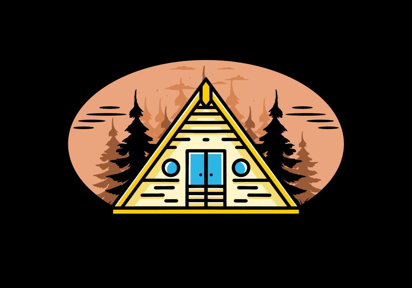 diseño de ilustración de cabaña de madera de triángulo vector
