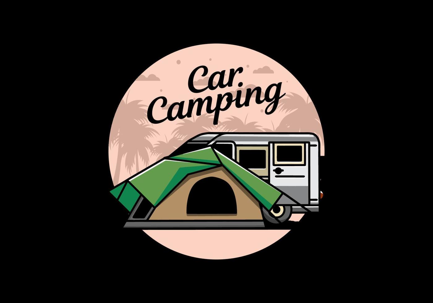 Van car and camping tent illustration design vector
