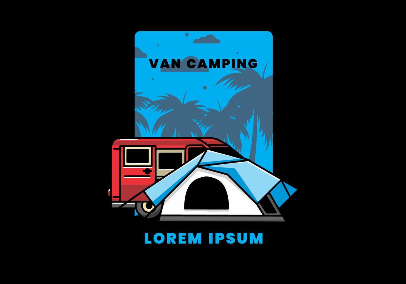 Van car and camping tent illustration design vector