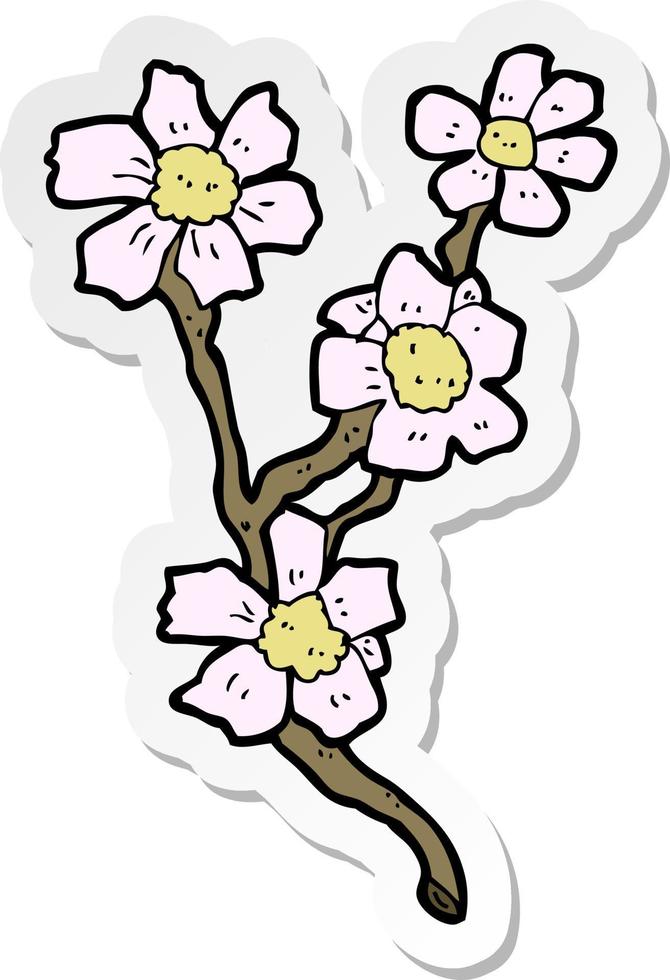 sticker of a cartoon flowers vector