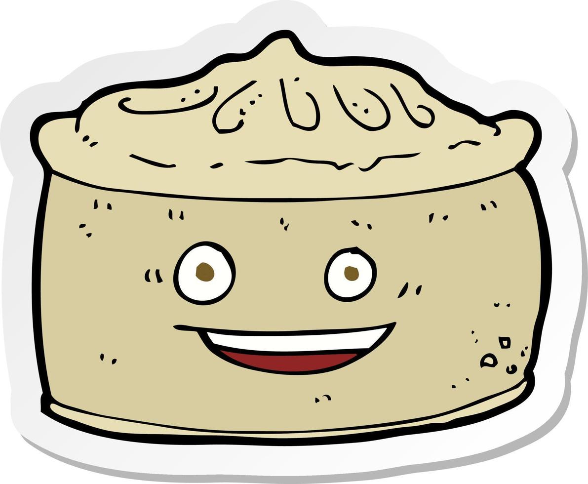 sticker of a cartoon pie with face vector