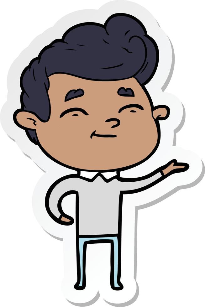 sticker of a happy cartoon man vector