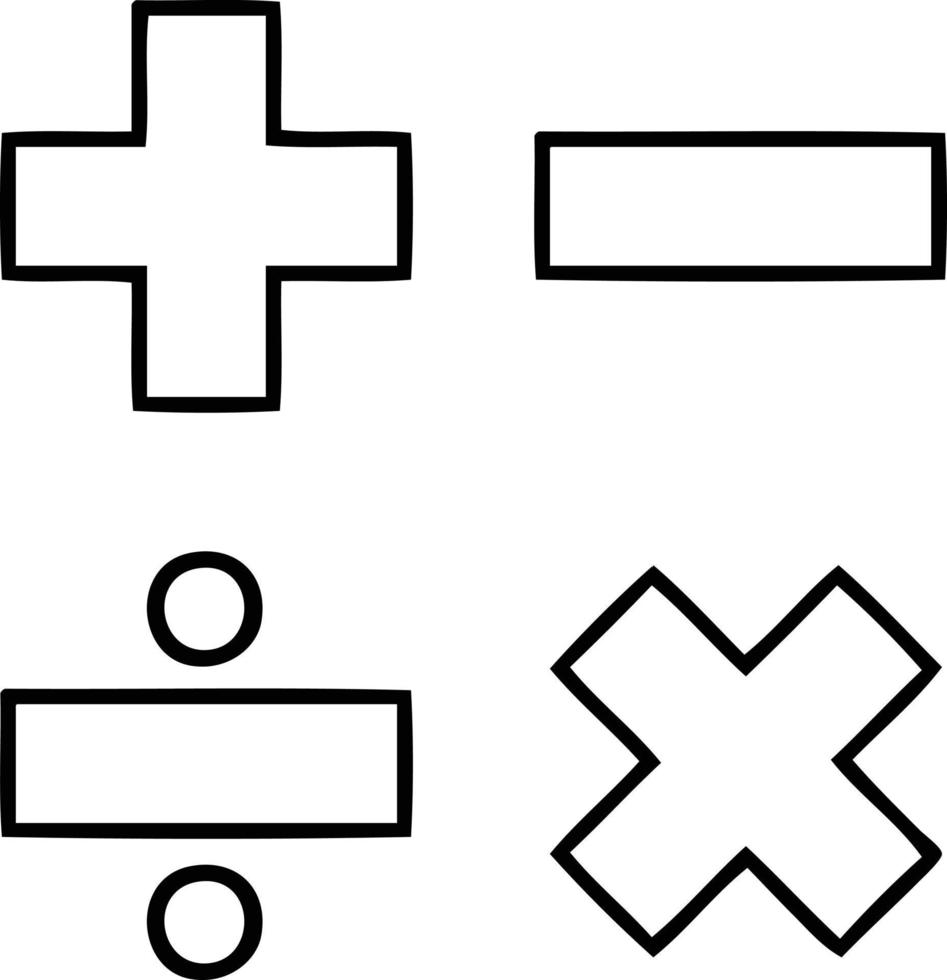 line drawing cartoon math symbols vector