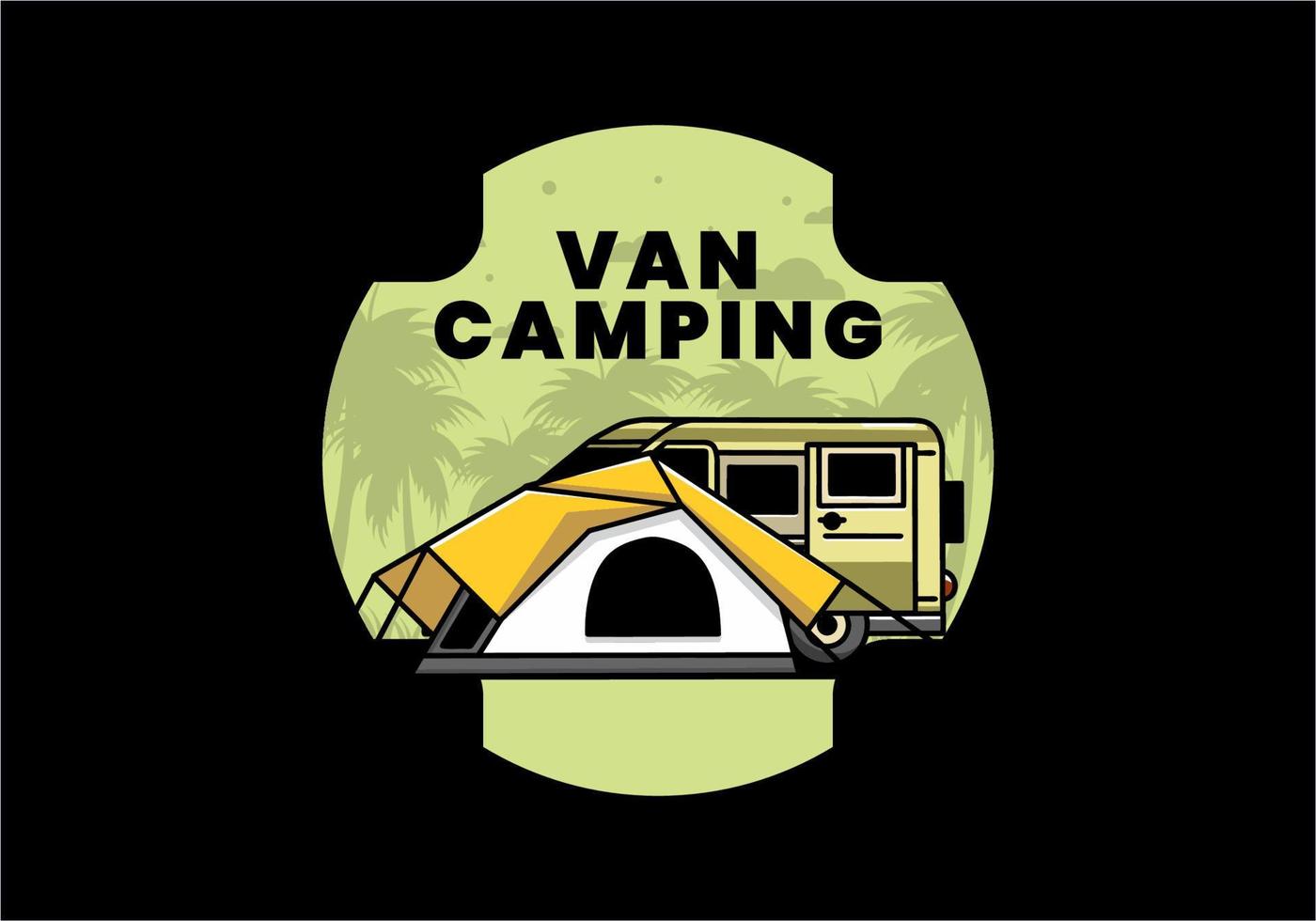 Van car and camping tent illustration design vector