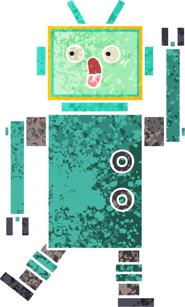 retro illustration style cartoon robot vector