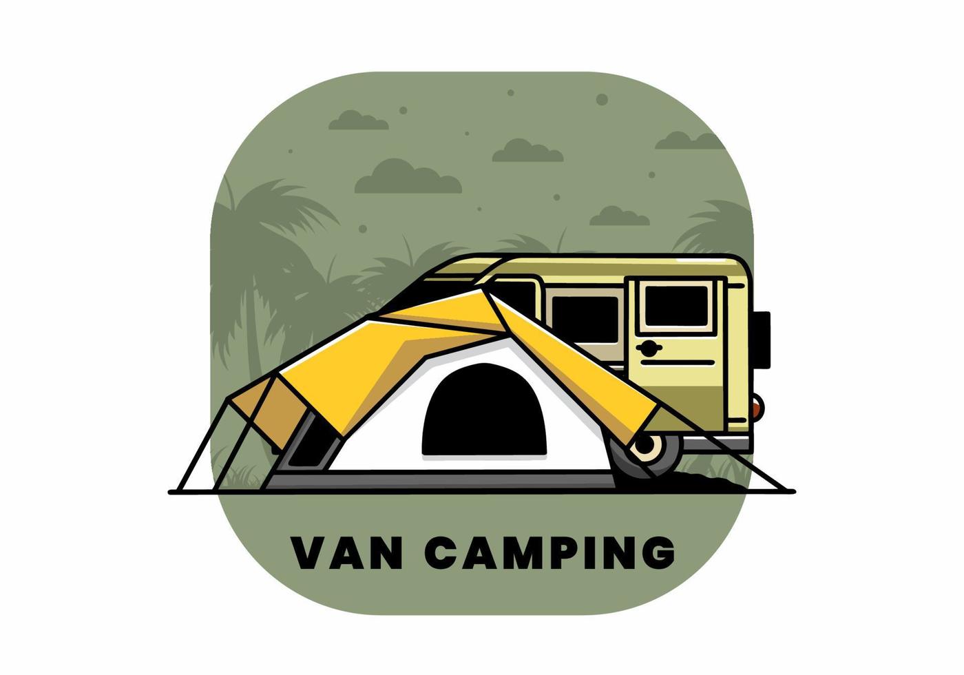 Van car and camping tent illustration design vector