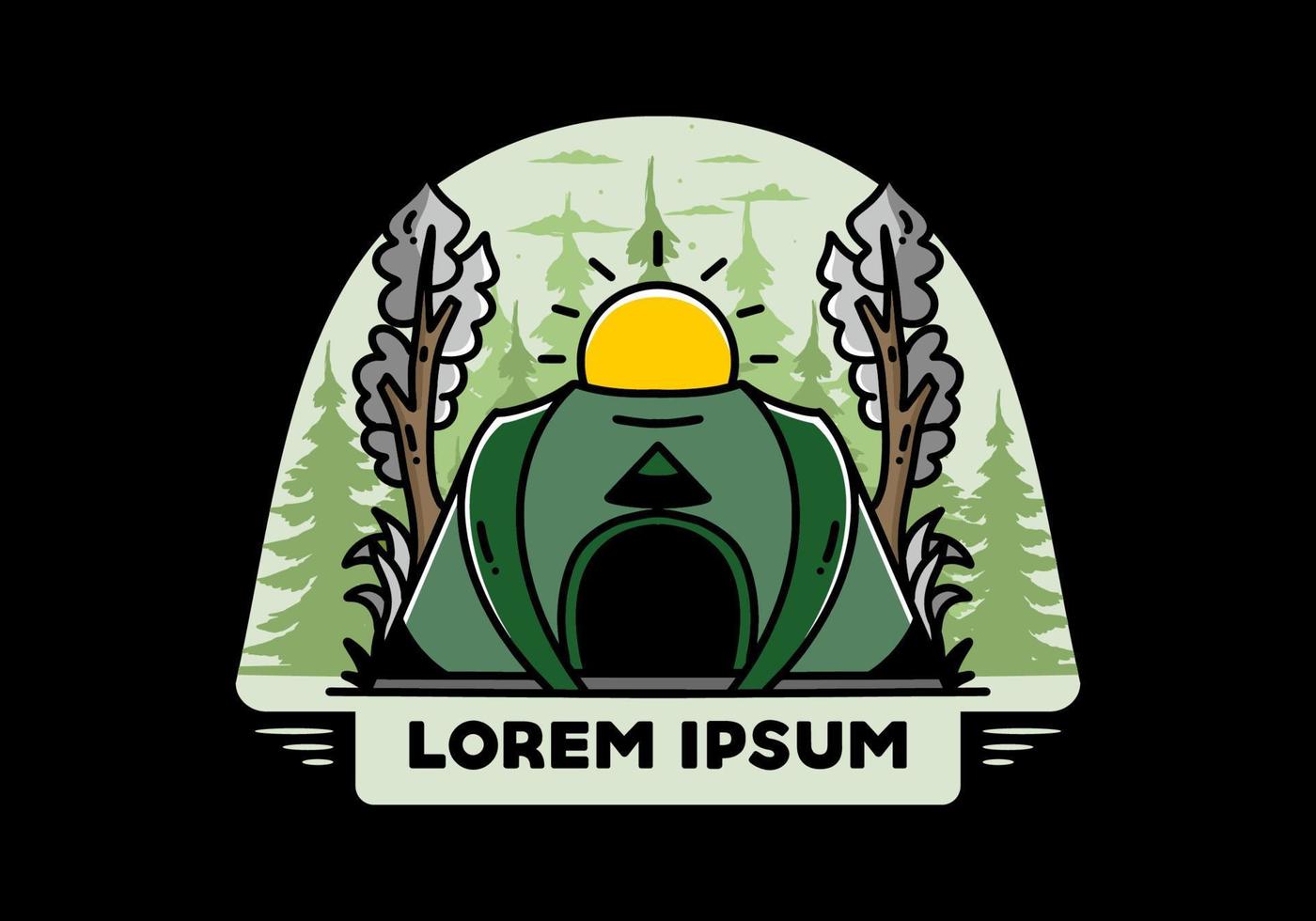 Big pop up tent for camping illustration badge design vector