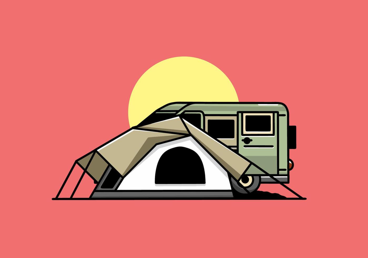 Van car and camping tent illustration design vector