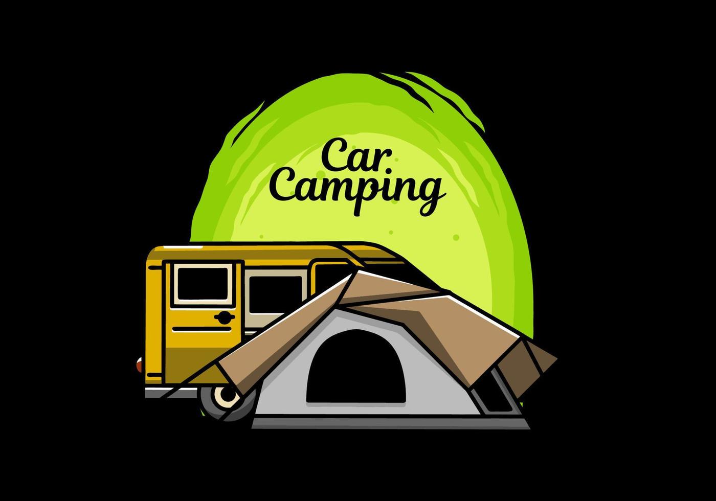 Van car and camping tent illustration design vector