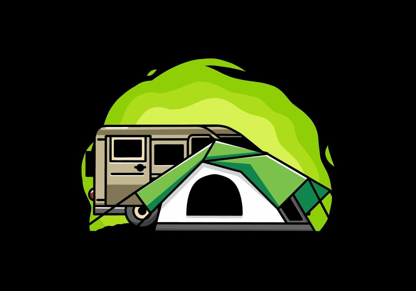 Van car and camping tent illustration design vector