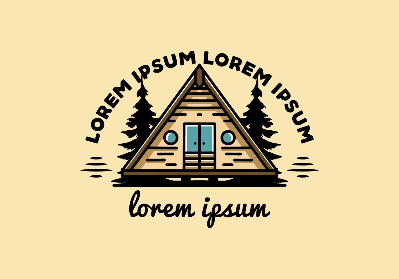 Triangle wood cabin illustration design vector