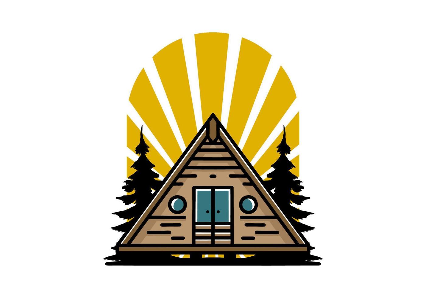 Triangle wood cabin illustration design vector