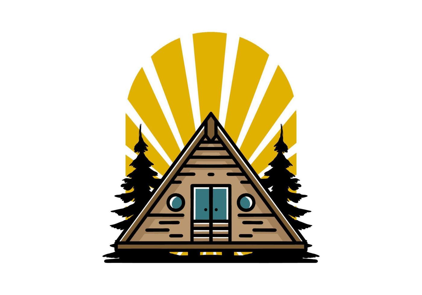 Triangle wood cabin illustration design vector