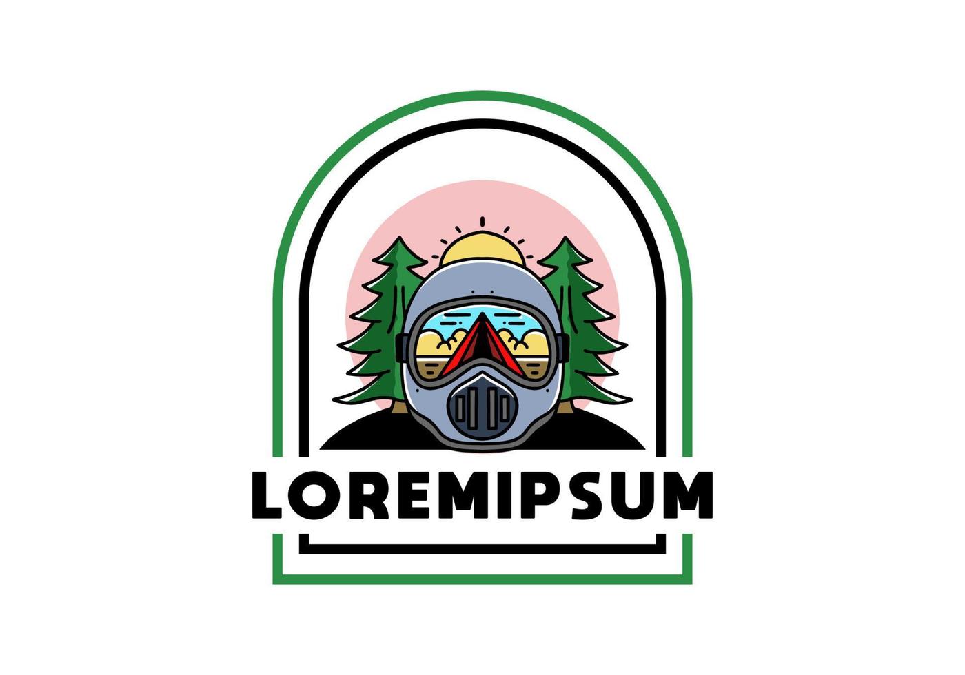 a trail helmet with a pine tree beside vector