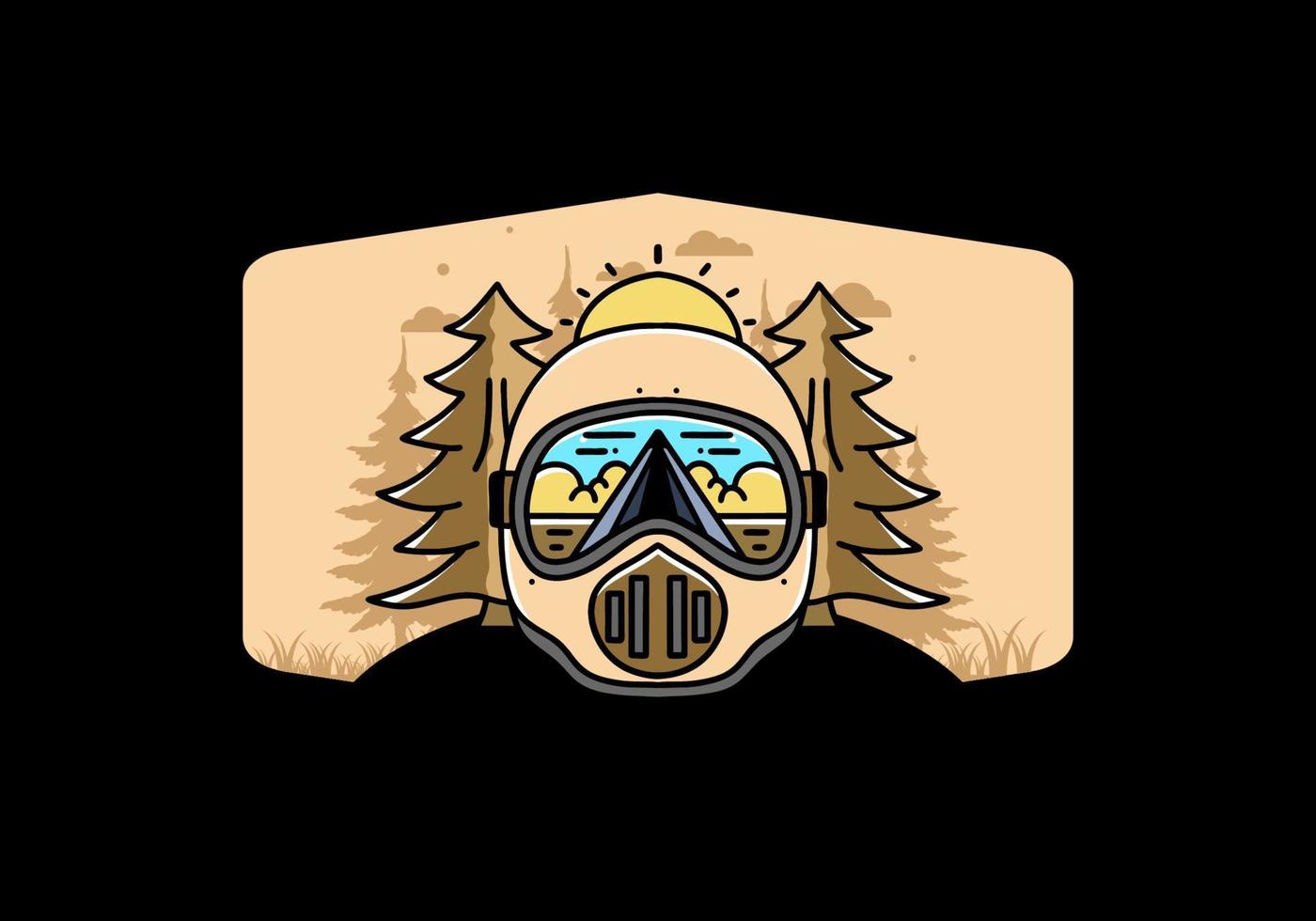a trail helmet with a pine tree beside vector