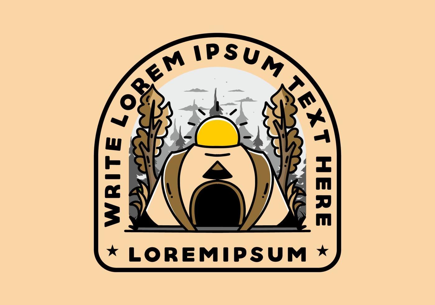 Big pop up tent for camping illustration badge design vector