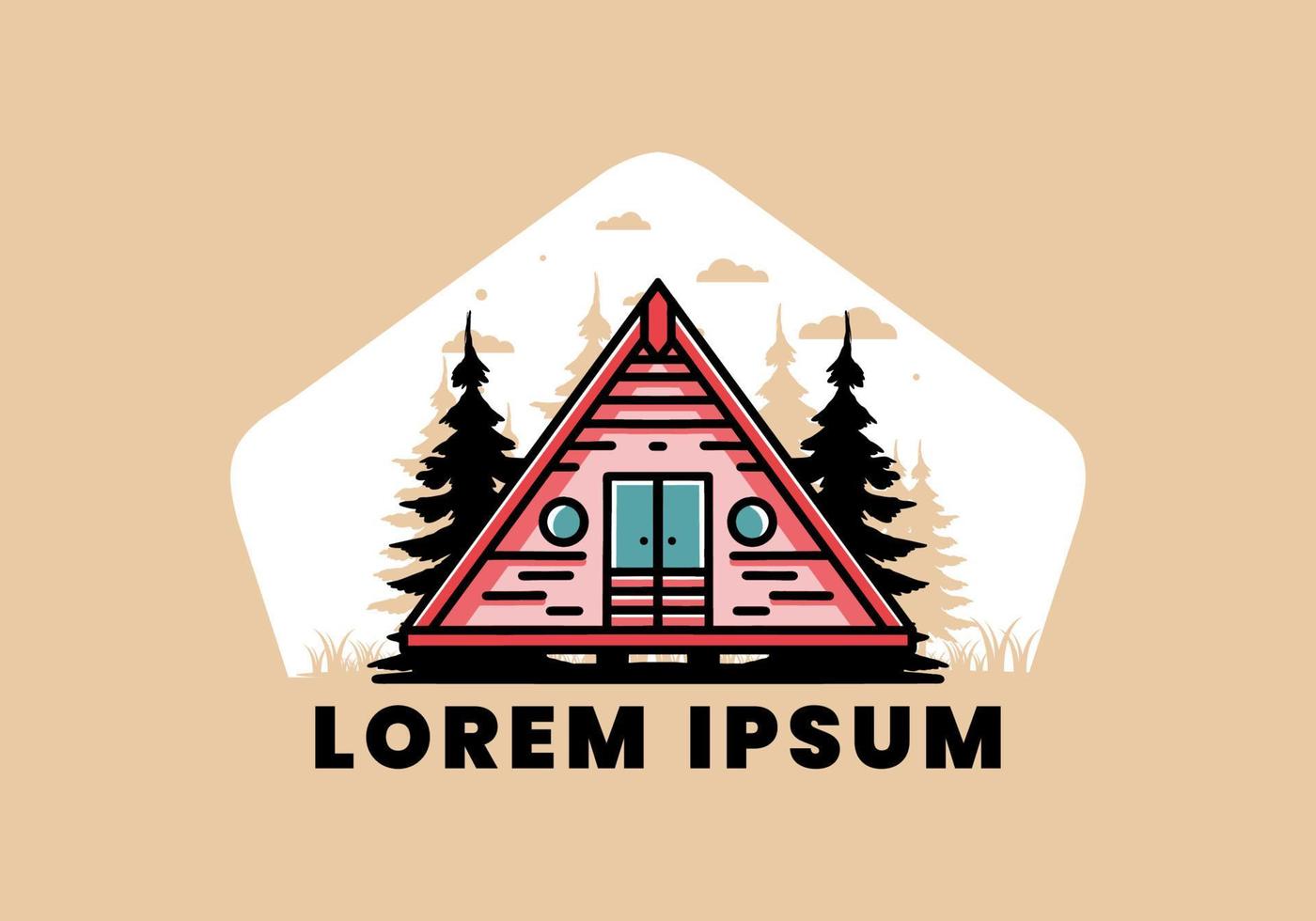 Triangle wood cabin illustration design vector