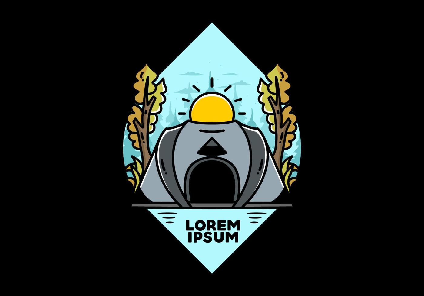 Big pop up tent for camping illustration badge design vector